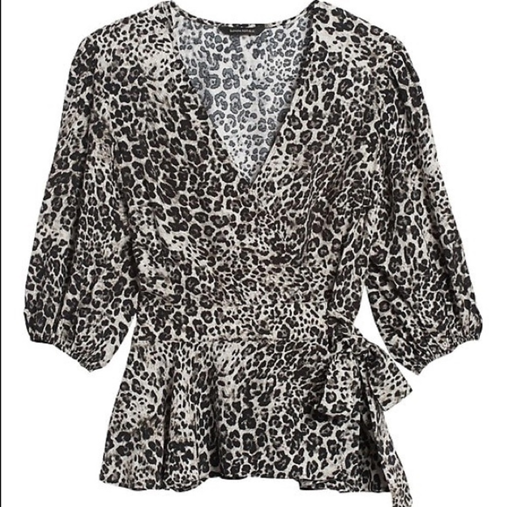 Banana Republic Leopard Printed Wrap Top - Tall
